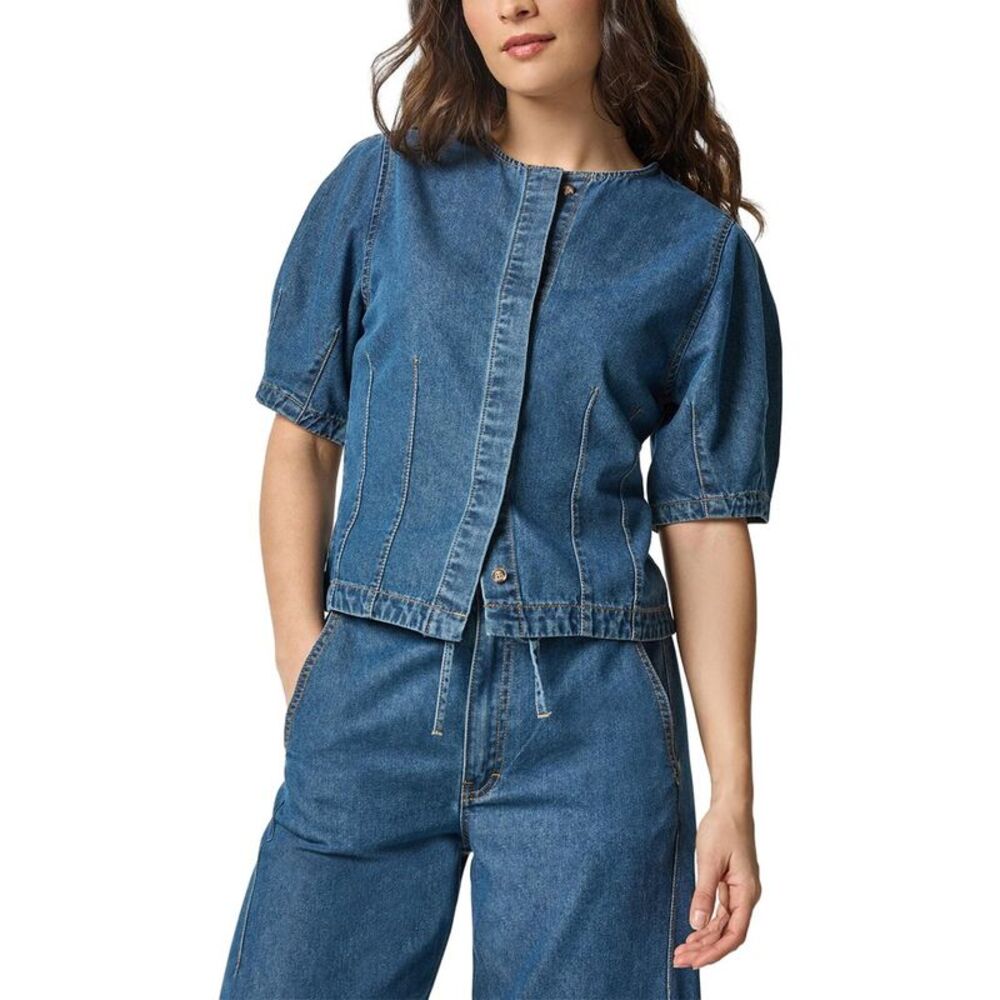 Lilla P Womens  Denim Full Sleeve Seamed Top